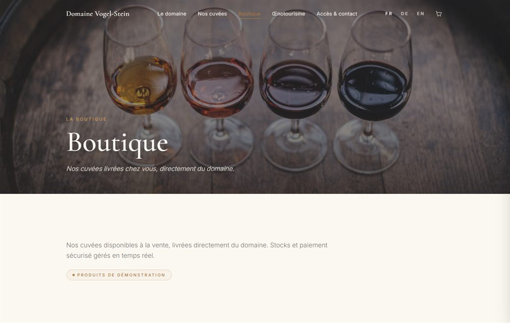 Boutique en ligne du site de démonstration, verres de dégustation